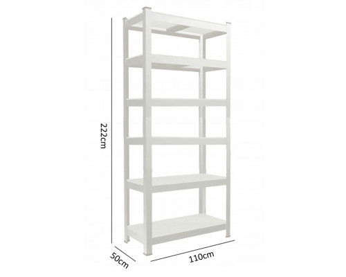 Стелаж металевий 222x110x50, 6 полиць (сірий)