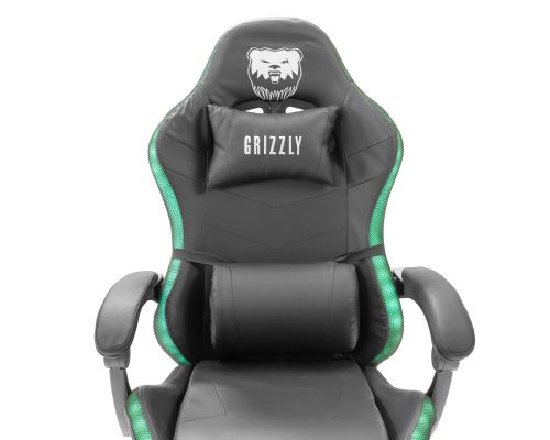 Геймерське крісло Grizzly з RGB LED підсвіткою (12 режимів), Чорний