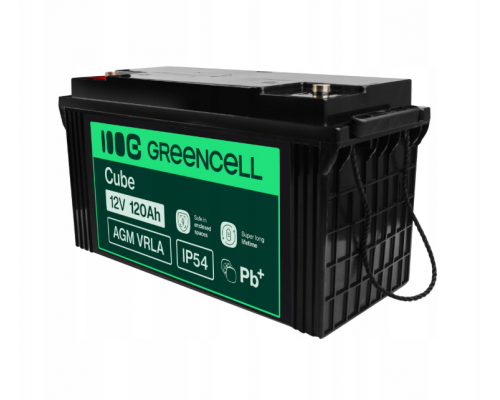 Акумулятор Green Cell AGM VRLA 12V 120Ah IP54 не потребує облуговування (термін служби - 5 років)