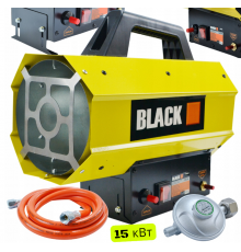 Газовий обігрівач / Газова теплова гармата (дуйка) 15 кВт BLACK (Пропан/Бутан) + шланг і редуктор (Польща)