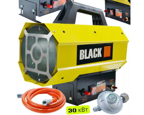 Газовий обігрівач / Газова теплова гармата (дуйка) 30 кВт BLACK (Пропан/Бутан) + шланг і редуктор (Польща)
