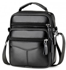 Чоловіча сумка барсетка 17x21x9, шкіряна сумочка планшет Tiding Bag 75003 чорна