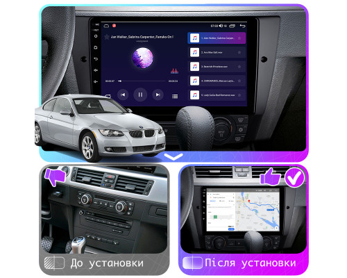 Штатная магнитола Lesko для BMW 3 серии V (E90/E91/E92/E93) Рестайлинг 2008-2013 экран 9" 4/32Gb 4G Wi-Fi GPS Top