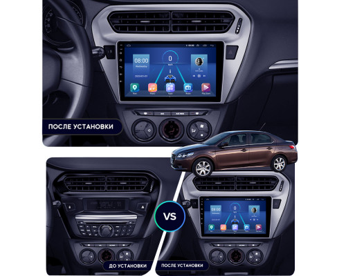 Штатная магнитола Lesko для Citroen C-Elysee I Рестайлинг 2016-н.в. экран 9" 4/32Gb 4G Wi-Fi GPS Top