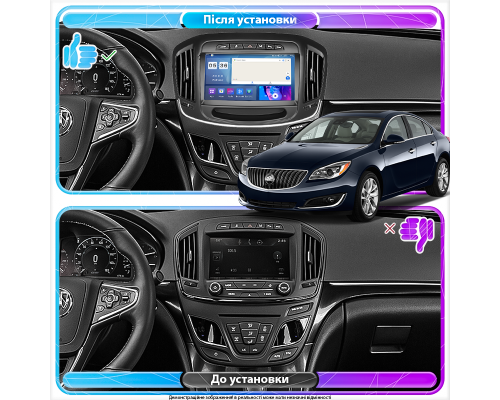 Штатная магнитола Lesko для Buick Regal V Рестайлинг 2013-2017 экран 9" 2/32Gb CarPlay 4G Wi-Fi GPS Prime