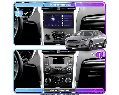 Штатная магнитола Lesko для Ford Mondeo V 2014-2019 экран 9" 4/32Gb 4G Wi-Fi GPS Top