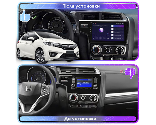 Штатная магнитола Lesko для Honda Jazz III 2014-2017 экран 9" 4/32Gb 4G Wi-Fi GPS Top