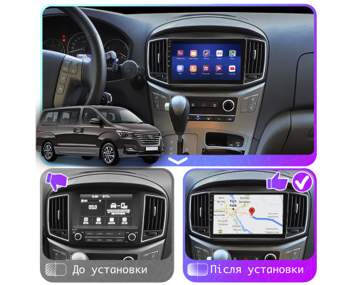 Штатная магнитола Lesko для Hyundai Grand Starex I Рестайлинг 2 2017-2021 экран 9" 4/32Gb 4G Wi-Fi GPS Top