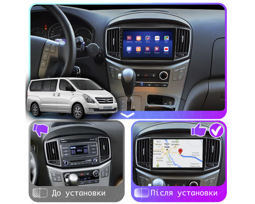 Штатная магнитола Lesko для Hyundai Grand Starex I Рестайлинг 2015-2018 экран 9" 4/32Gb 4G Wi-Fi GPS Top