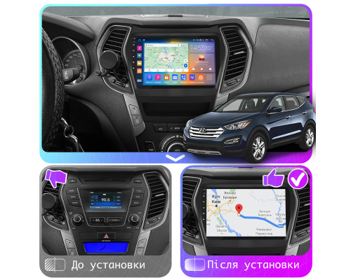 Штатная магнитола Lesko для Hyundai Santa Fe III 2012-2016 экран 9" 4/32Gb 4G Wi-Fi GPS Top