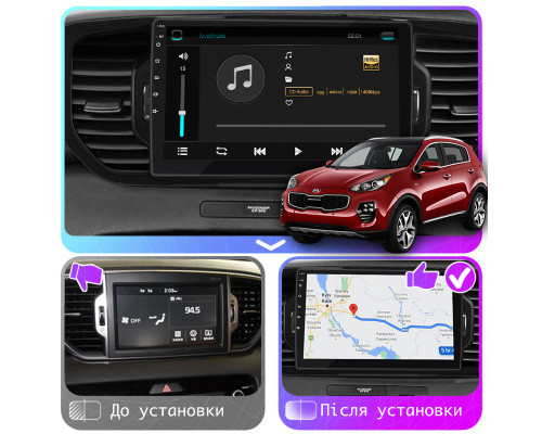 Штатная магнитола Lesko для Kia Sportage IV 2016-2018 экран 9" 4/32Gb 4G Wi-Fi GPS Top