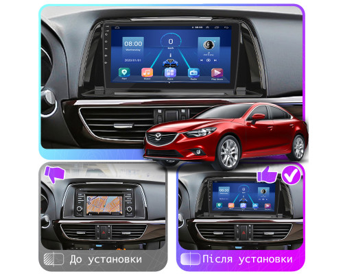 Штатная магнитола Lesko для Mazda 6 III (GJ) 2012-2015 экран 9" 4/32Gb 4G Wi-Fi GPS Top