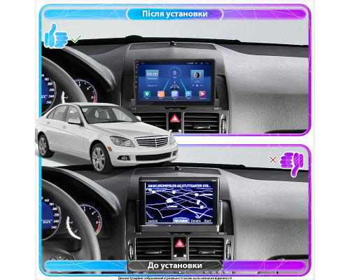 Штатная магнитола Lesko для Mercedes-Benz C-Класс III (W204) 2006-2011 экран 9" 4/32Gb 4G Wi-Fi GPS Top