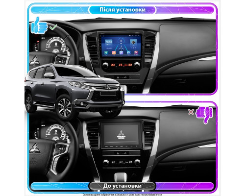 Штатная магнитола Lesko для Mitsubishi Pajero Sport III 2015-2021 экран 9" 4/32Gb 4G Wi-Fi GPS Top