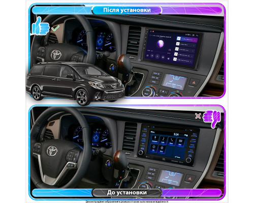 Штатная магнитола Lesko для Toyota Sienna III Рестайлинг 2 2017-2020 экран 9" 4/32Gb 4G Wi-Fi GPS Top