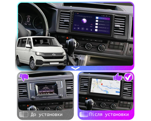 Штатная магнитола Lesko для Volkswagen Caravelle T6 2015-2020 экран 9" 4/32Gb 4G Wi-Fi GPS Top