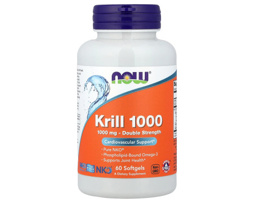 Масло криля Neptune, Krill, Now Foods, подвійна сила, 1000 мг, 60 капсул