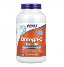 Омега-3 риб'ячий жир, Omega-3 Fish Oil, NOW Foods, 2000 мг, 200 рибних гелевих капсул (1000 мг у капсулі)