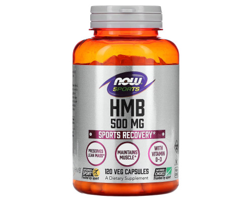 Гідроксиметилбутират ГМБ, HMB, Now Foods, Sports, 500 мг, 120 вегетаріанських капсул