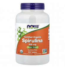 Спіруліна, Spirulina, NOW  Foods, сертифікована, органічна, 500 мг, 500 таблеток