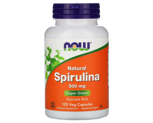 Спіруліна натуральна, Spirulina, NOW Foods, 500 мг, 120 вегетаріанських капсул