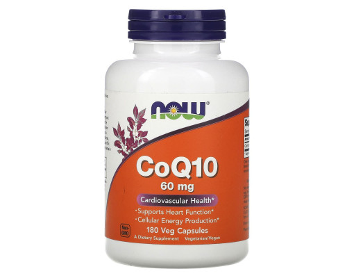 Коензим Q10, CoQ10, Now Foods, 60 мг, 180 вегетаріанських капсул