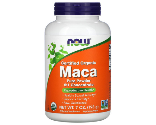 Мака (Maca), Now Foods, вегетаріанський, сертифікований порошок, 198 г