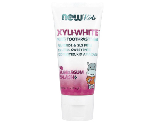 Зубний гель дитячий, Kids Toothpaste Gel, Now Foods, Solutions, жувальна гумка, 85 г