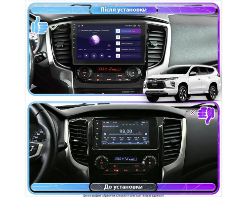 Штатная магнитола Lesko для Mitsubishi Pajero Sport III ver. 2 2015-2019 экран 9" 2/32Gb 4G Wi-Fi GPS Top