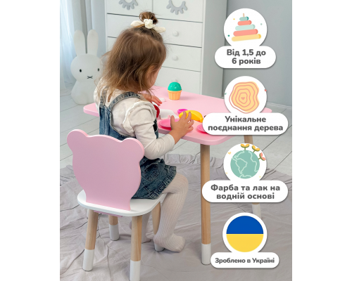 Дитячий прямокутний столик 46х60х45, стіл для дитячої кімнати, рожевий