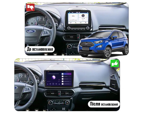 Штатная магнитола Lesko для Ford EcoSport I Рестайлинг 2017-н.в. экран 10" 6/128Gb 4G Wi-Fi GPS Top