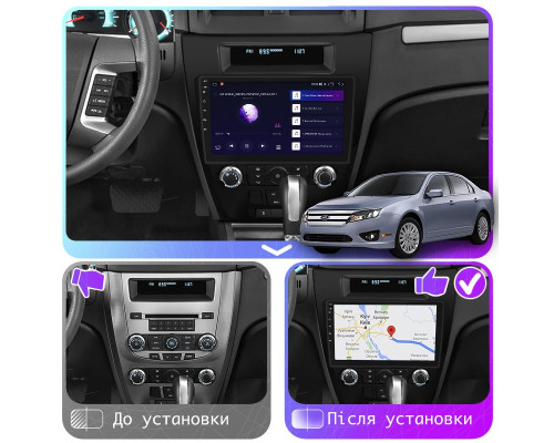 Штатная магнитола Lesko для Ford Fusion I Рестайлинг 2009-2012 экран 10" 6/128Gb 4G Wi-Fi GPS Top