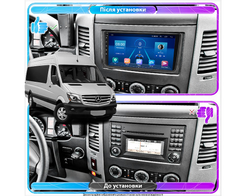 Штатная магнитола Lesko для Mercedes-Benz Sprinter II (W906) Рестайлинг  2014-2018 экран 9" 2/32Gb 4G Wi-Fi GPS Top