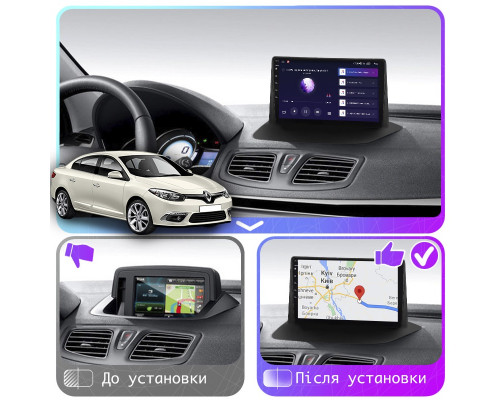 Штатная магнитола Lesko для Renault Fluence I Рестайлинг 2012-2017 экран 9" 2/32Gb CarPlay 4G Wi-Fi GPS Prime