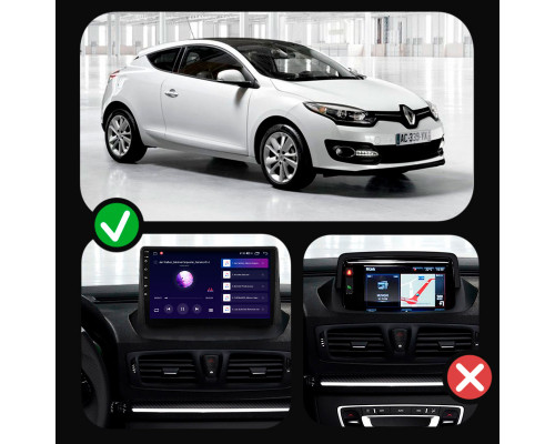 Штатная магнитола Lesko для Renault Megane III Рестайлинг 2 2014-2016 экран 9" 2/32Gb CarPlay 4G Wi-Fi GPS Prime