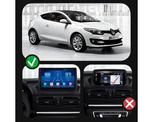 Штатная магнитола Lesko для Renault Megane III Рестайлинг 2 2014-2016 экран 9" 6/128Gb 4G Wi-Fi GPS Top