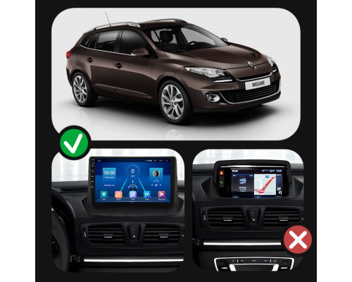 Штатная магнитола Lesko для Renault Megane III Рестайлинг 2012-2014 экран 9" 6/128Gb 4G Wi-Fi GPS Top
