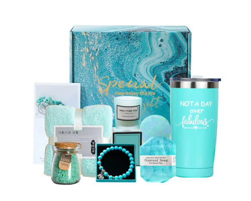 Подарочный наборSpa Gift Basket Set 02 из 8 предметов термостакан мыло бомбочка для ванны соль для ванны ароматическая свеча гипсофила браслет Tiffany