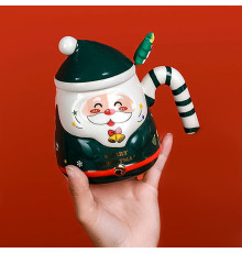Рождественская чашка "Merry Christmass" Санта JJX001 кружка в форме Санты с ложечкой в подарочной упаковке Green