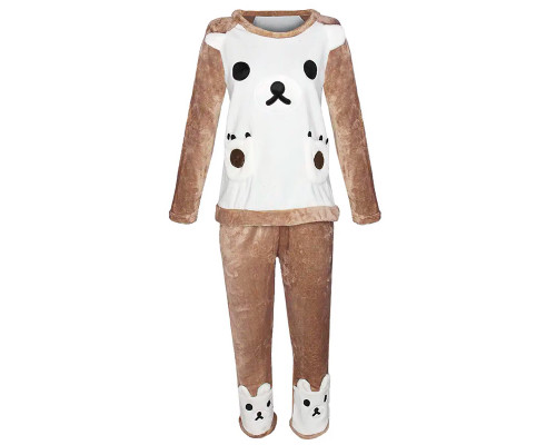 Женская тёплая махровая пижама Bear White 2XL