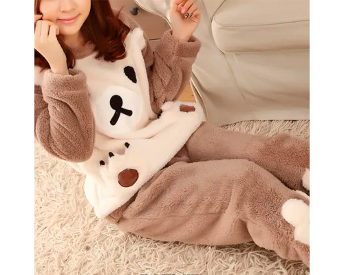 Женская тёплая махровая пижама Bear White 2XL