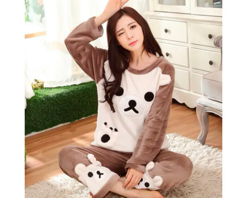 Женская тёплая махровая пижама Bear White XL