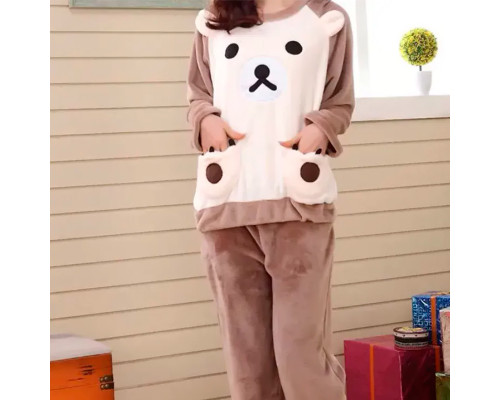 Женская тёплая махровая пижама Bear White XL