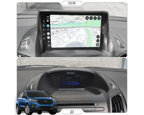 Штатная магнитола Lesko для Ford Escape III Рестайлинг 2015-2019 экран 9" 2/32Gb CarPlay 4G Wi-Fi GPS Prime