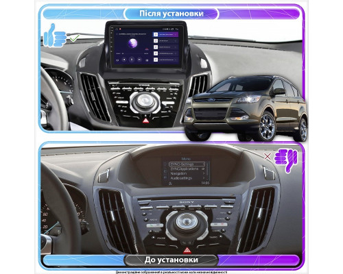 Штатная магнитола Lesko для Ford Kuga II Рестайлинг 2016-2019 экран 9" 2/32Gb Wi-Fi GPS Base