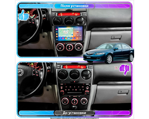 Штатная магнитола Lesko для Mazda 6 I (GG) Рестайлинг 2005-2008 экран 9" 2/32Gb CarPlay 4G Wi-Fi GPS Prime