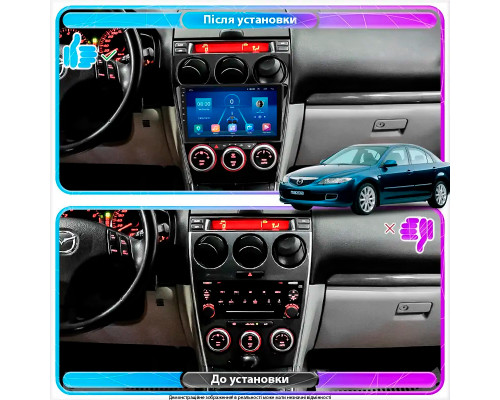 Штатная магнитола Lesko для Mazda 6 I (GG) Рестайлинг 2005-2008 экран 9" 4/64Gb 4G Wi-Fi GPS Top