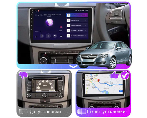Штатная магнитола Lesko для Volkswagen Passat B6 2005-2010 экран 10" 6/128Gb 4G Wi-Fi GPS Top