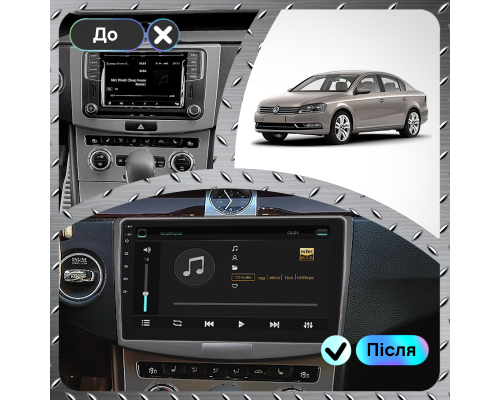 Штатная магнитола Lesko для Volkswagen Passat B7 2011-2015 экран 10" 6/128Gb 4G Wi-Fi GPS Top