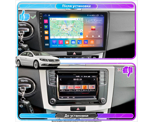 Штатная магнитола Lesko для Volkswagen Passat CC I Рестайлинг 2012-2017 экран 10" 2/32Gb CarPlay 4G Wi-Fi GPS Prime